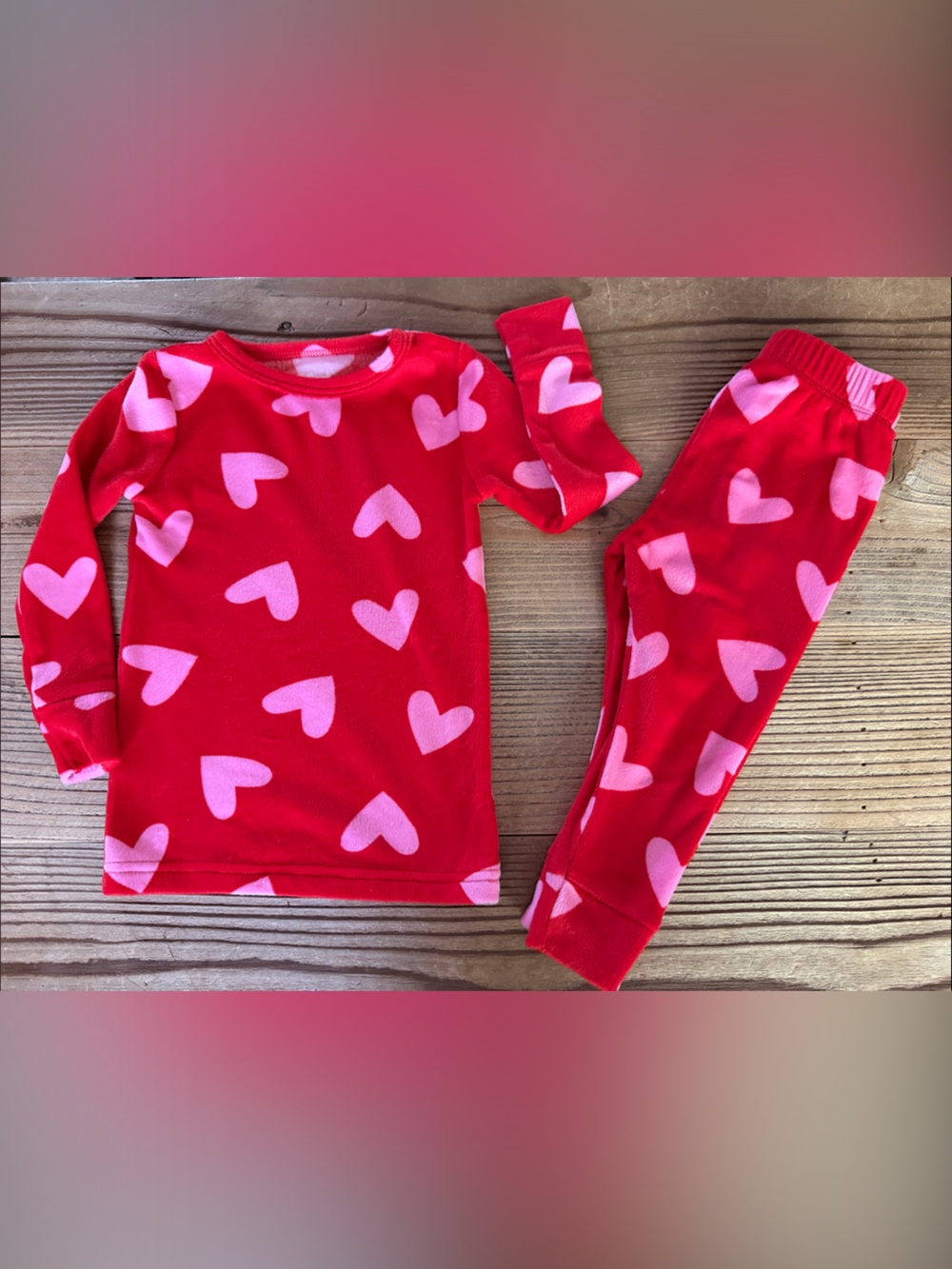 Cat & Jack Red and Pink Heart Pajama Set